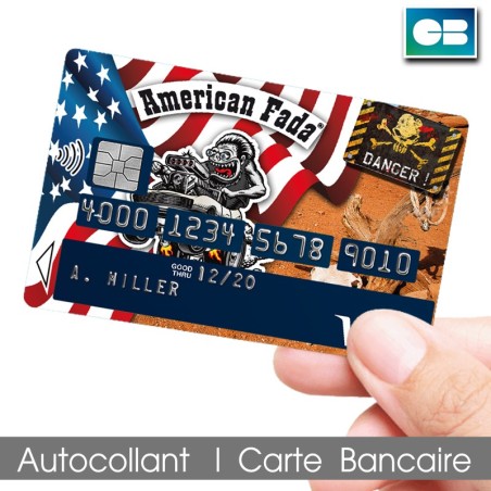 Stickers Carte Bancaire American Fada - DANGER drapeau USA