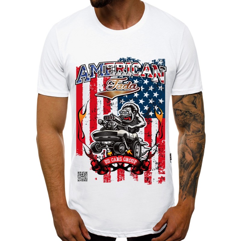 Tee shirt blanc logo American Fada avec drapeau US