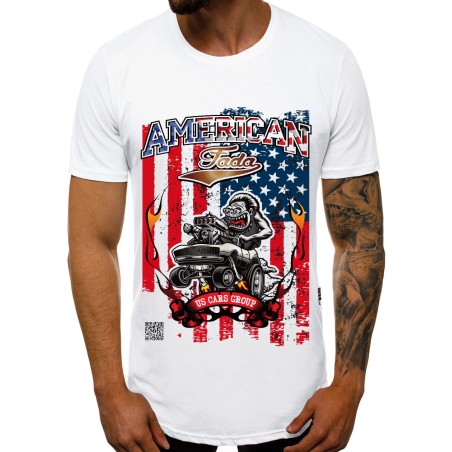 Tee shirt blanc logo American Fada avec drapeau US