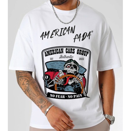 Tee shirt blanc logo American Fada avec Tête de Mort